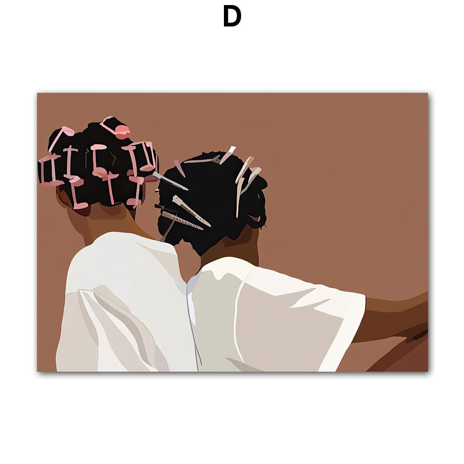 Stylisches Poster mit zwei Mädchen mit Haarklammern, ideal für Wohnzimmer und Schlafzimmer Deko von Justgoodmood – Hip Hop Schmuck Mode.