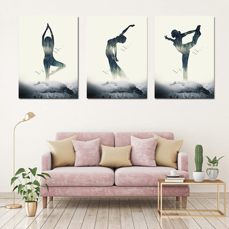 Poster Yoga Profi Stellungen I Fitness Dekoration I Bilder Set I Deko Print ohne Rahmen