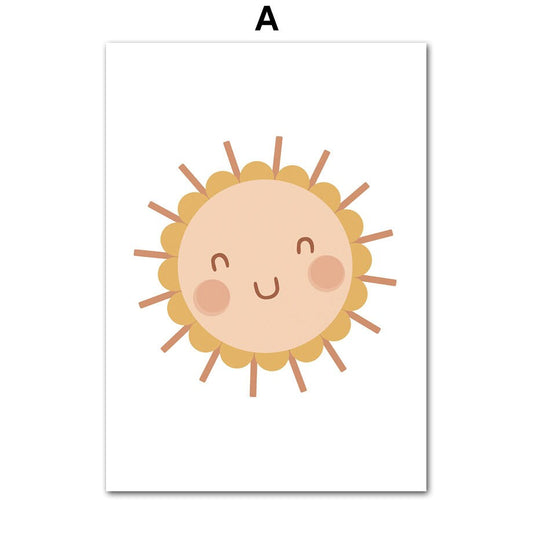 Fröhliches Sonnen-Poster "Mädchen Power Sonne und Sterne" von justgoodmood, perfekt als Kinderzimmer Deko mit niedlichem Design.
