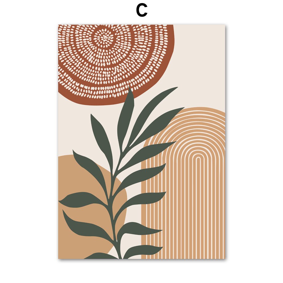 Kreatives Poster mit geometrischen Mustern und botanischen Elementen, die stilvoll harmonieren. Wanddeko von justgoodmood.