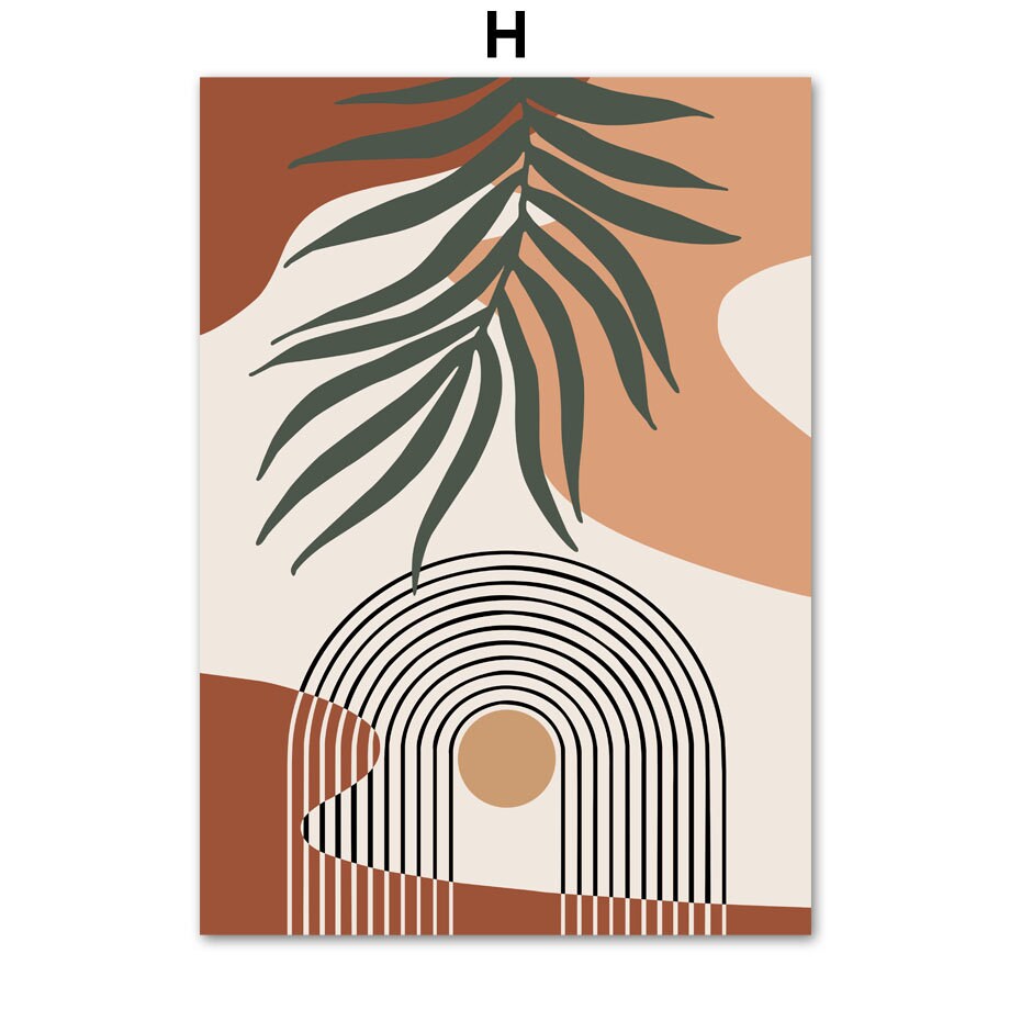 Modisches Poster Boho Grüne Blätter I Geometrische Formen, featuring lebendige Farben und harmonische Formen, ideal geeignet als Deko Print von justgoodmood.