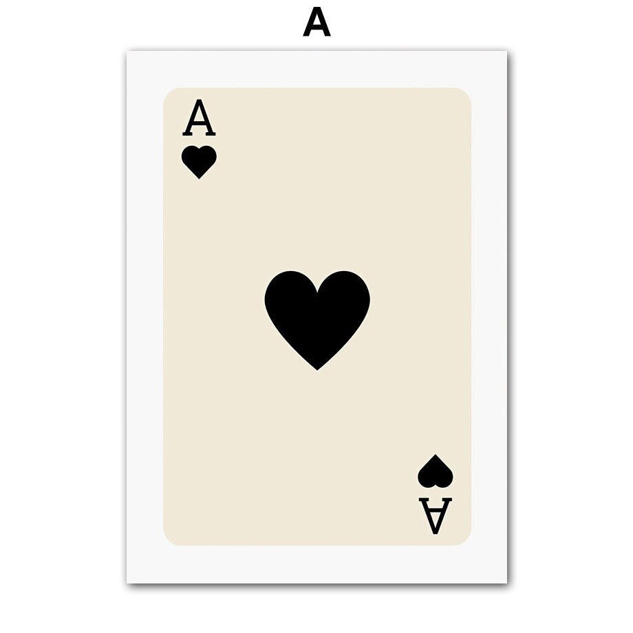 Einzelnes Poker Ass Poster von justgoodmood, perfekte Wandkunst für Spielzimmer oder Wohnzimmer.