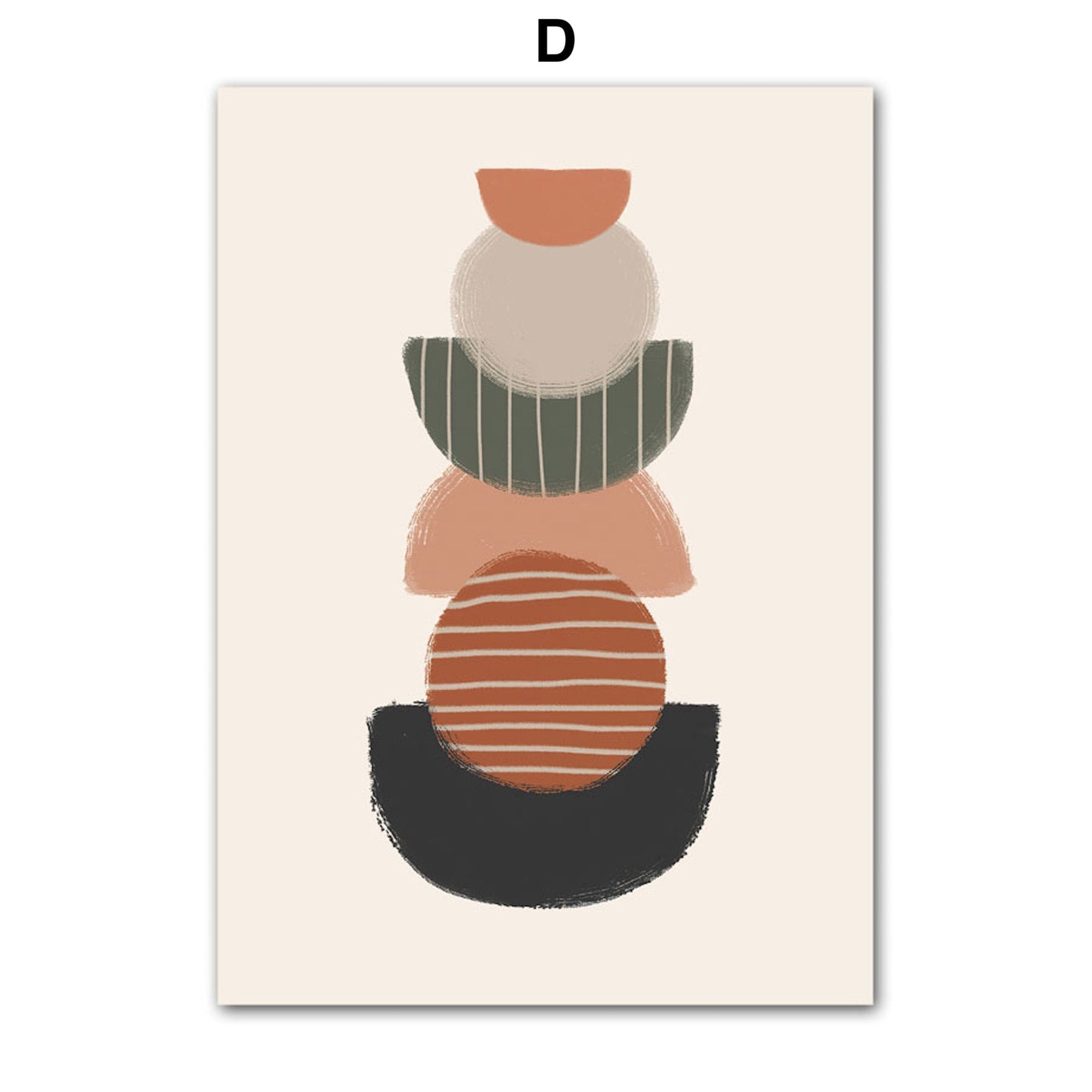 Kunstdruck D von justgoodmood, Bestandteil des Posters "Boho Abstrakt Boho I Berge Sonne". Kreative Anordnung von bunten, abstrakten Formen auf hellem Hintergrund, ideal für einen modernen, fröhlichen Wohnraum.