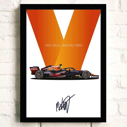 Farbenfrohes Poster mit Red Bull Racing RB15 Formel 1 Rennwagen für Motorsportfans von justgoodmood. Perfekte Wanddekoration für Ihr Zuhause!