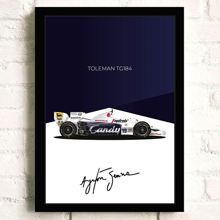 Faszinierendes Poster des Toleman TG184 Rennwagens, perfekt als Geschenk für Motorsportliebhaber. Poster Formel 1 Rennwagen Grand Prix Rennfahrer Signature von justgoodmood.
