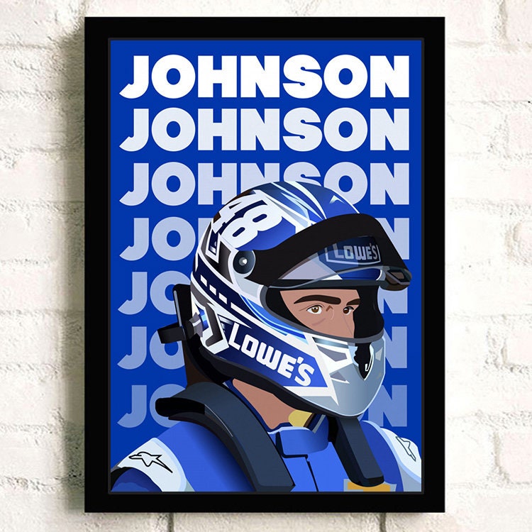 Schicker Poster von Jimmie Johnson, dem NASCAR-Star, einzigartiger Deko Print ohne Rahmen von justgoodmood.