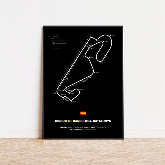 Attraktives Poster des Circuit de Barcelona-Catalunya von justgoodmood - verleiht jedem Raum das besondere Formel 1 Feeling mit lebendigen HD-Farben.