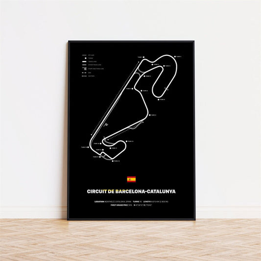 Formel 1 Rennstrecken Poster für den Circuit de Barcelona-Catalunya von justgoodmood – perfekter Wandkunst für jeden Formel 1 Enthusiasten!