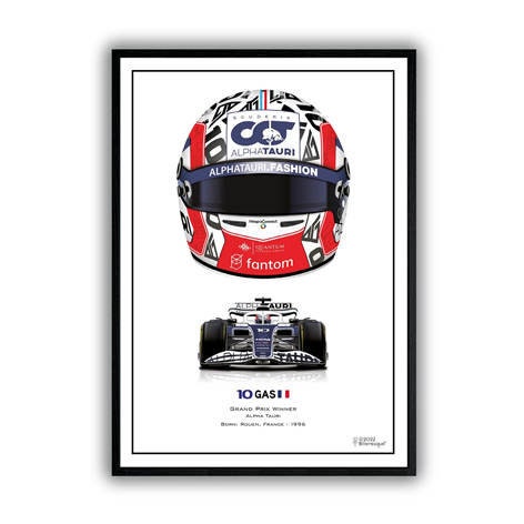 Faszinierendes Poster von Formel 1 Helm und Rennwagen für Motorsportfans. Entdecken Sie die Unterschriften der besten Rennfahrer in diesem Deko Print ohne Rahmen von justgoodmood.