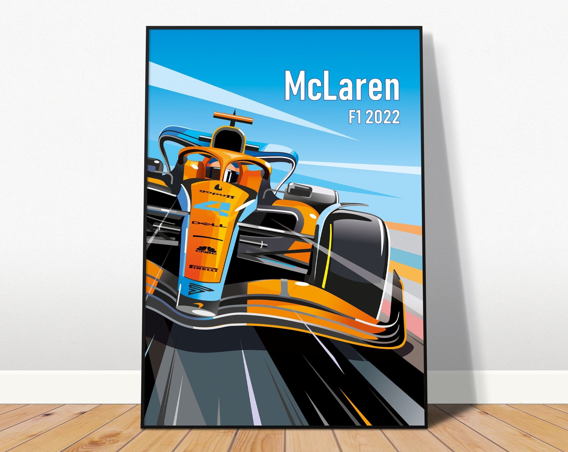 Beeindruckendes Formel 1 Poster von justgoodmood, das den McLaren F1 2022 zeigt – ideal für Motorsportfans, um Wände stilvoll zu dekorieren.