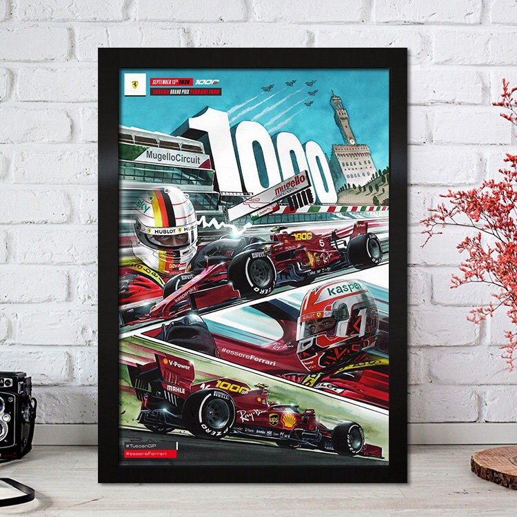 Farbenfrohes Kunstwerk eines Formel 1 Rennwagens mit historischen Momenten, ein Muss für Fans, von justgoodmood, Titel: Formel 1 Rennfahrer Legenden Rennwagen.