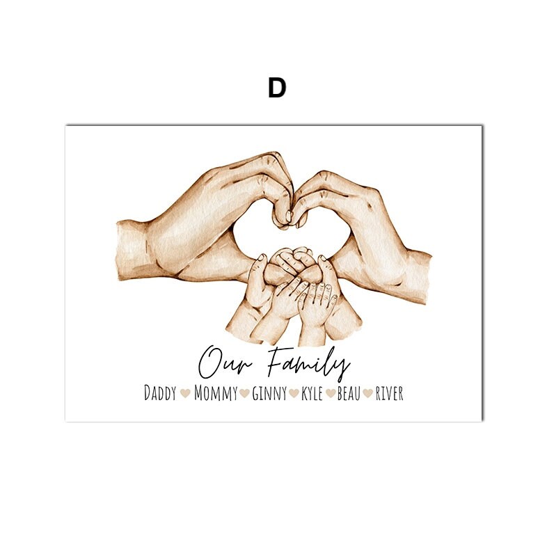 Lassen Sie sich inspirieren von justgoodmood: Personalisiertes Poster mit Händen, die ein Herz gestalten, perfektes Dekorationselement für Familien.