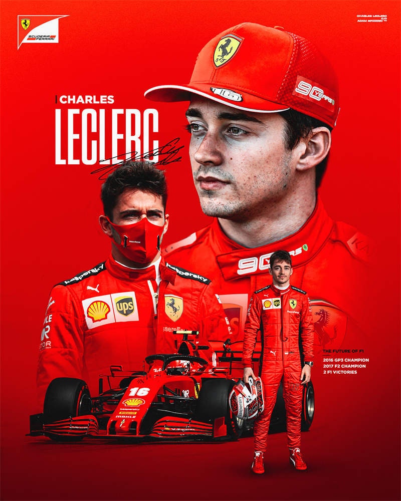 Hochwertiges Poster von Charles Leclerc im Ferrari, angeboten von justgoodmood. Die lebendigen Farben und Details machen dieses Deko Print zu einem perfekten Blickfang für alle Rennsport-Begeisterten. Poster Formel 1 Rennfahrer Rennwagen I Deko Print ohne Rahmen.