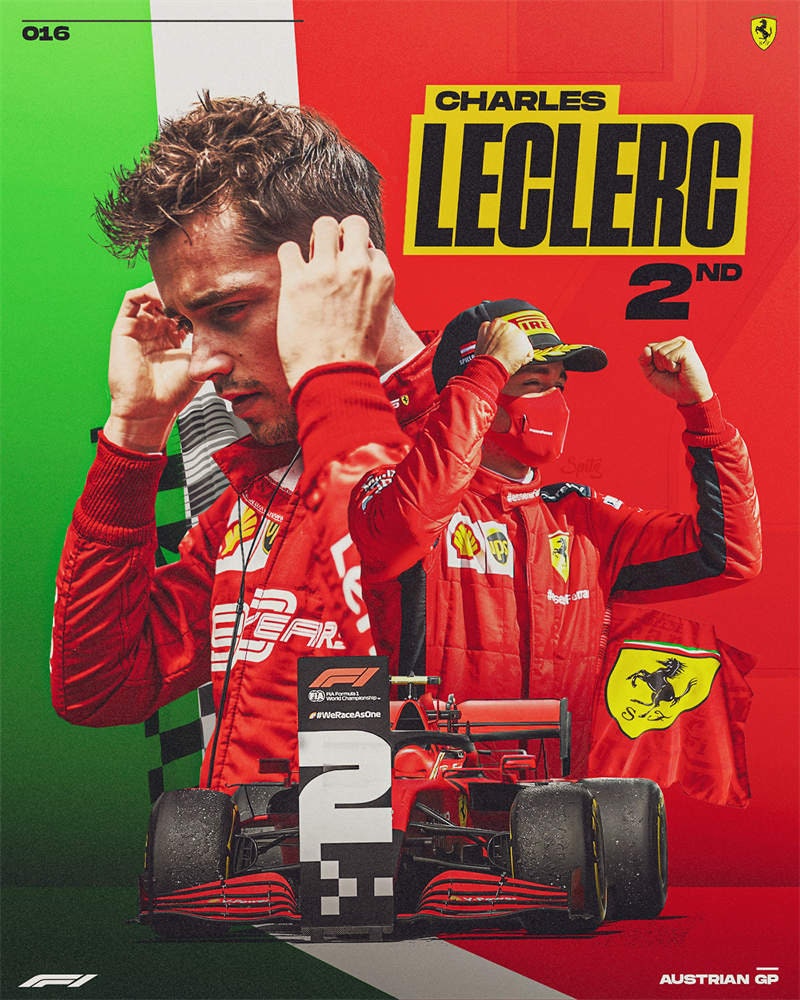 Stylisches Poster von Charles Leclerc auf dem zweiten Platz, erhältlich bei justgoodmood. Die dynamische Darstellung und die auffälligen Farben bringen Schwung in jeden Raum. Poster Formel 1 Rennfahrer Rennwagen I Deko Print ohne Rahmen.