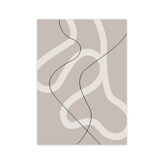 Minimalistisches Design des Posters 'Abstrakt Schwarz Beige' von justgoodmood, mit sanften Linien in Beige und Schwarz für eine kreative Wohnatmosphäre.