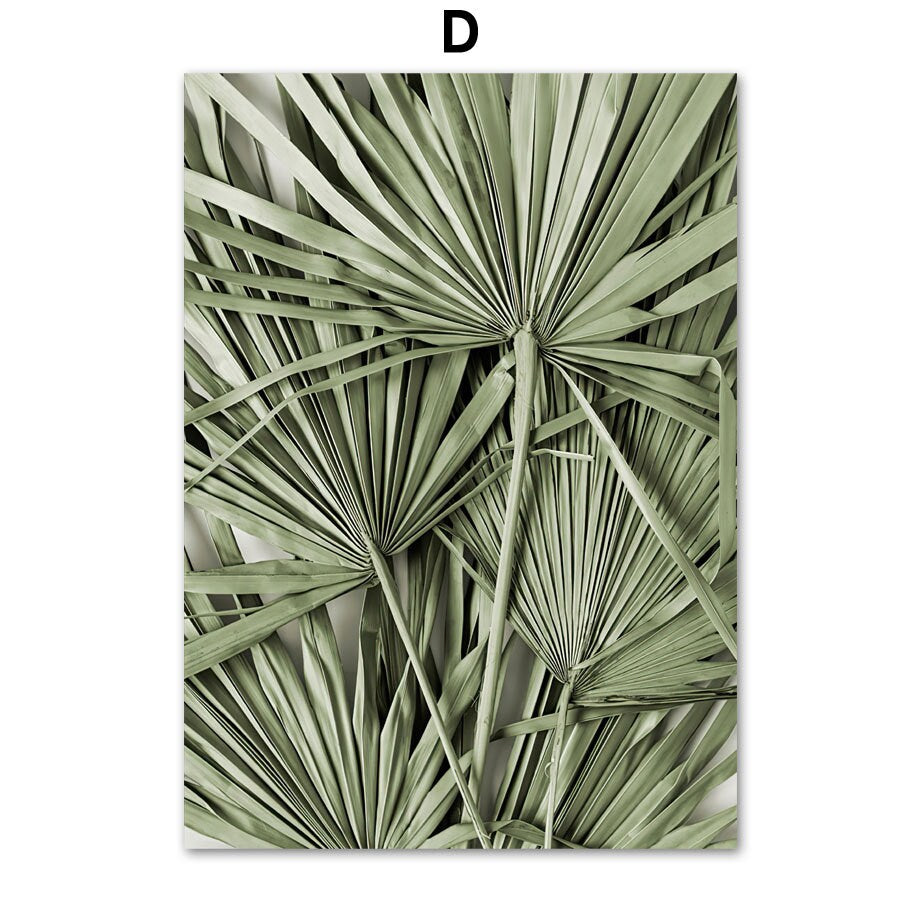 Nahaufnahme von palmblattartigen Pflanzen – Poster Meer Blätter Überwasser Bungalow Strandschaukel von justgoodmood, eine erfrischende Dekoration für jeden Raum.