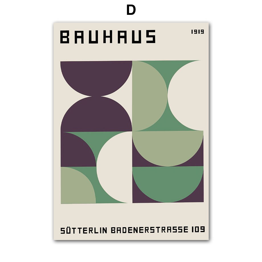Bauhaus Poster von justgoodmood aus dem Jahr 1919 mit einem einfachen, künstlerischen Design aus geometrischen Formen in sanften Farben – eine stilvolle Wanddekoration.
