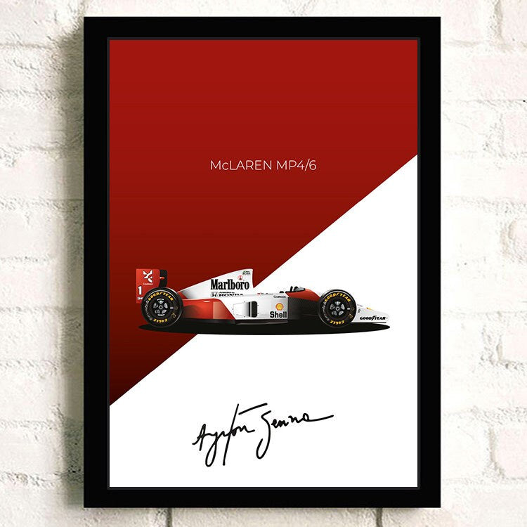 McLaren MP4/6 Formel 1 Rennwagen Poster von justgoodmood, fesselndes Deko Print für jedes Zimmer und Fans.