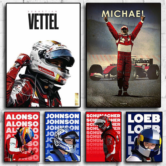 Individuelles Poster von Formel 1 Rennwagen und Rennfahrern, ideal für Motorsportliebhaber, Deko Print ohne Rahmen von justgoodmood.