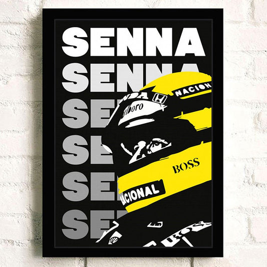 Kunstvolles Poster von Ayrton Senna, dem legendären Formel 1 Fahrer, hochwertiger Deko Print ohne Rahmen von justgoodmood.