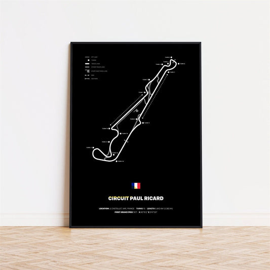 Stilvolles Poster von Formel 1 Rennstrecken, Circuit Paul Ricard, durch justgoodmood, ideal für Motorsport-Fans!