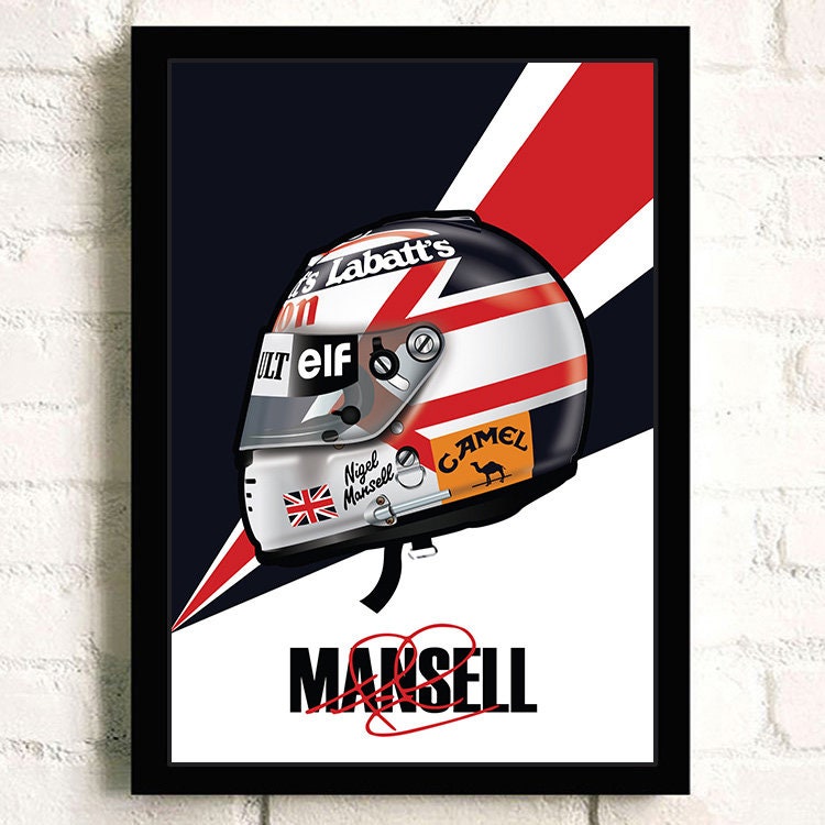 Poster Formel 1 Helm Rennfahrer Name Unterschrift I Deko Print ohne Rahmen