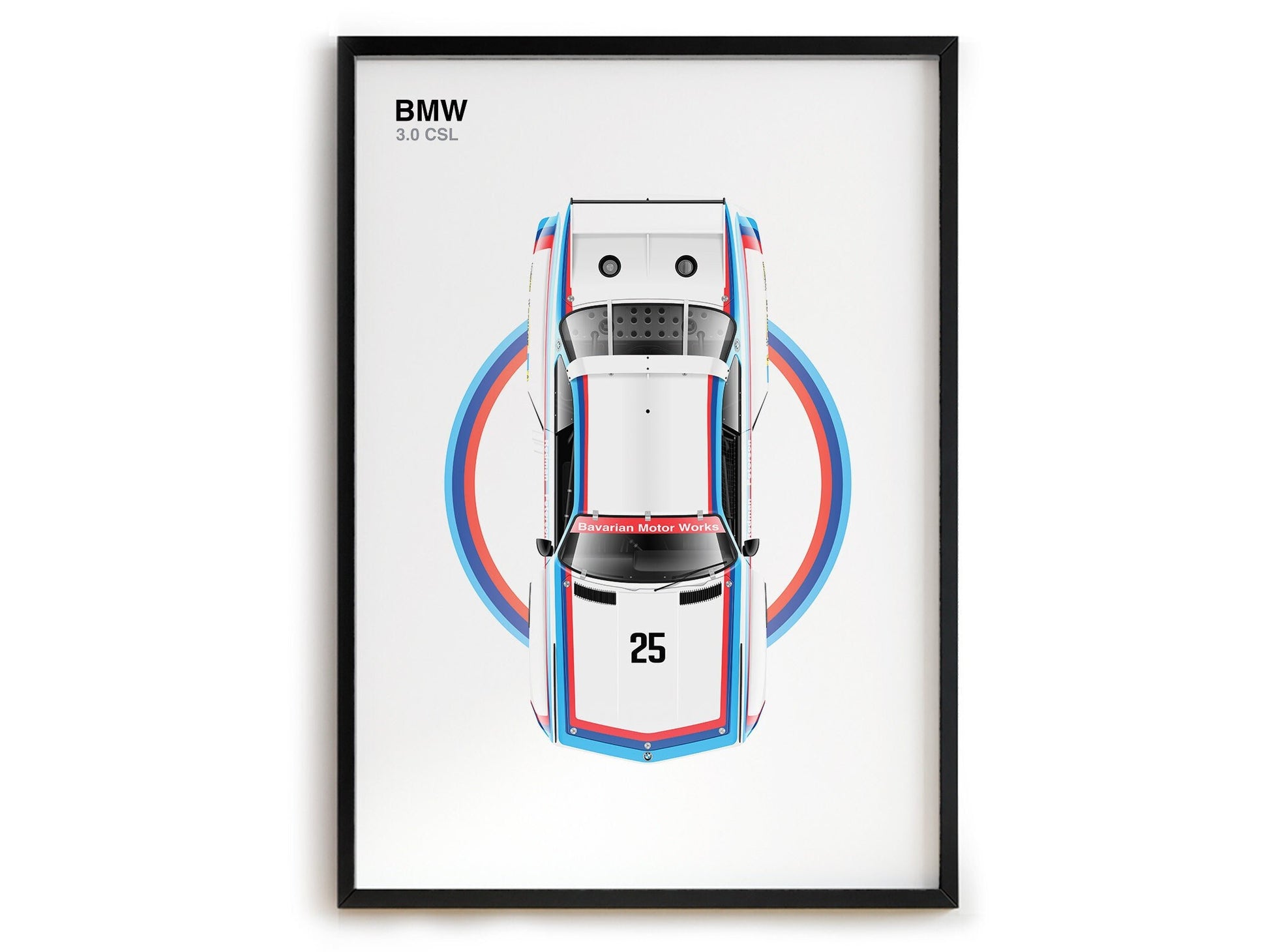 BMW 3.0 CSL Deko-Print - Poster Formel 1 Rennwagen Helm mit Unterschrift, ohne Rahmen, von justgoodmood.