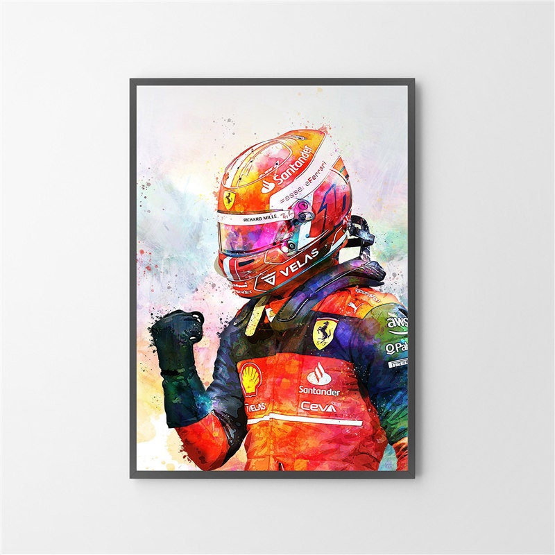 Motivierendes Poster eines Formel 1 Fahrers in voller Montur, das den Siegesgeist einfängt. Jetzt bei justgoodmood erhältlich - Poster Formel 1 Rennfahrer Helm I Deko Print ohne Rahmen.