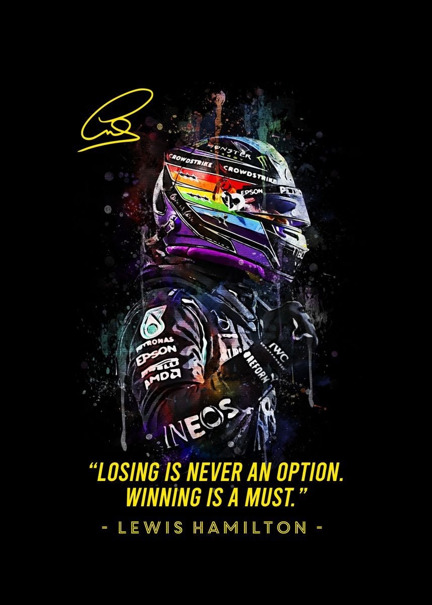 Lewis Hamilton Poster mit motivierendem Zitat, ideal für Motorsportliebhaber, dekorativer Druck ohne Rahmen von justgoodmood.