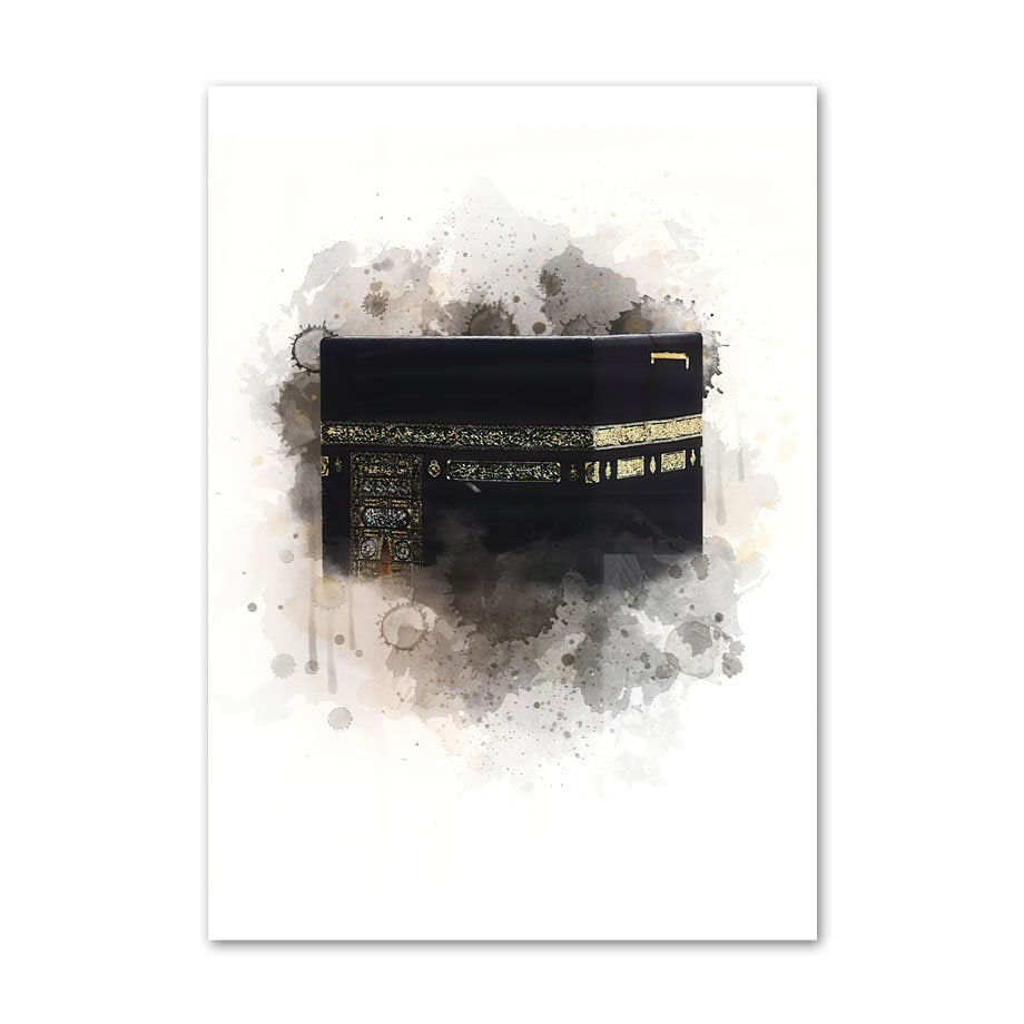 Schönes Poster von der Kaaba, ideal für Wohnzimmer und Schlafzimmer, erhältlich bei justgoodmood. Dekoratives Wandbild mit spirituellem Flair.