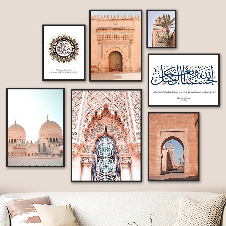 Schöne Poster Islam Abu Dhabi Moschee, stilvolle arabische Architektur in Rahmen, perfekt für Wohnzimmer & Schlafzimmer Deko von justgoodmood.