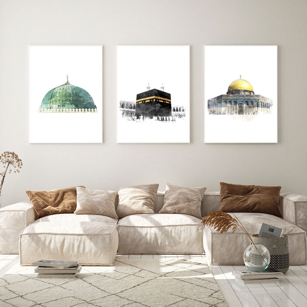 Wunderschönes Poster der Al Aqsa Mosche und Kaaba, ideal für Wohnzimmer und Schlafzimmer. Aus hochwertigem Material, erhältlich bei justgoodmood.