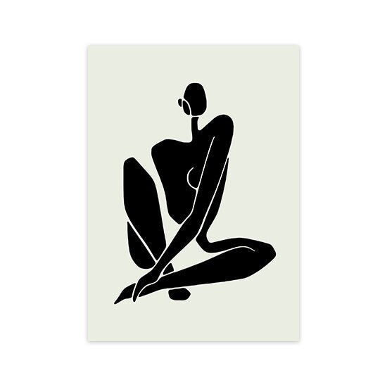 Abstraktes Kunstwerk einer sitzenden Figur in minimalistischen Linien - ein einzigartiges Poster von justgoodmood für moderne Dekoration.