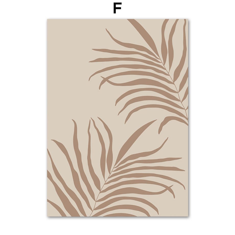 Kreatives Design von Palmblättern auf hellem Hintergrund – Poster Meer Blätter Überwasser Bungalow Strandschaukel von justgoodmood, ideal für Boho- oder moderne Einrichtungsstile.