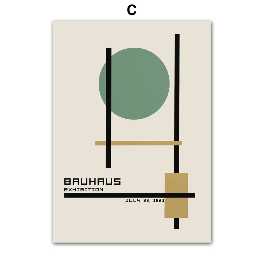 Poster Bauhaus Wandkunst Vintage Grün I Wandbilder Wohnzimmer & Schlafzimmer I Deko Print Bilder I ohne Rahmen