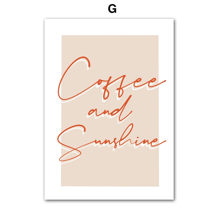Inspirierendes Wandbild mit dem Text 'Coffee and Sunshine', perfekt für Ihre Wohnung. Entdecken Sie den Poster Strand Burg Heißluftballon Kappadokien von justgoodmood.