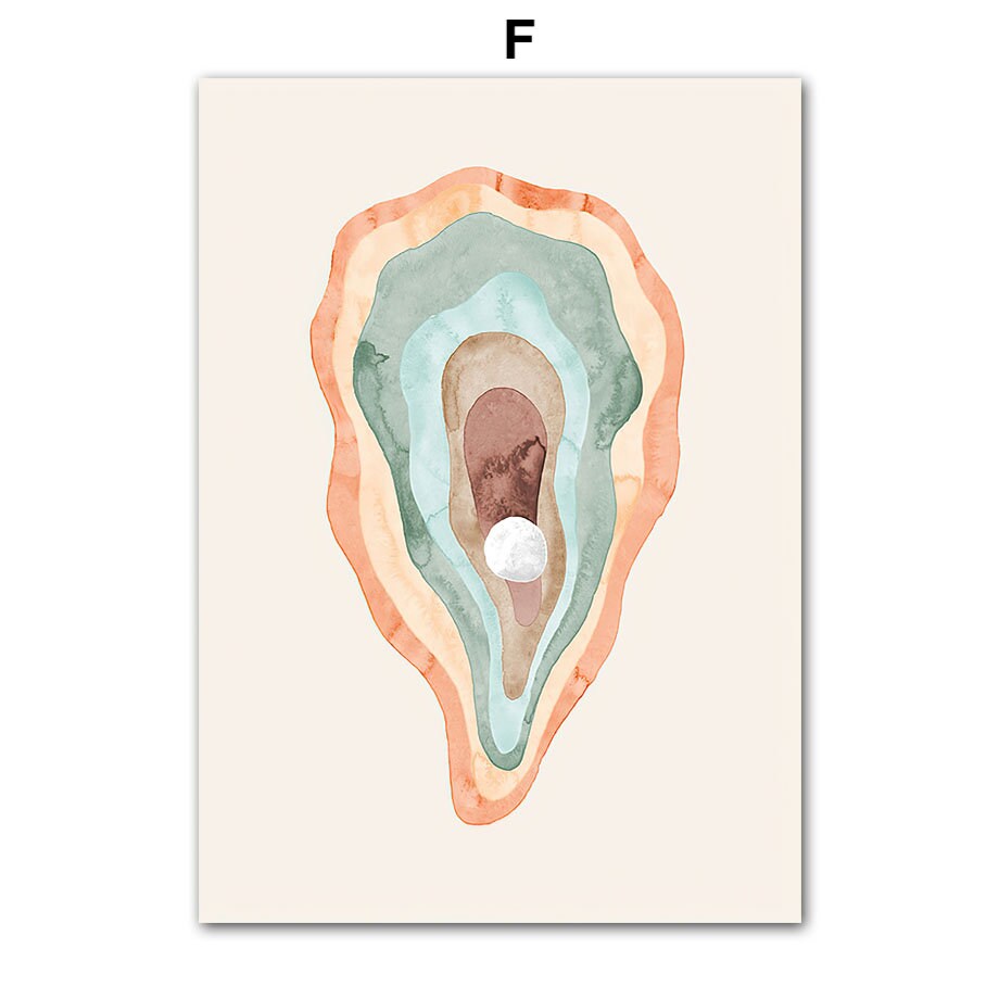 Kreatives und modernes Wasserfarben-Poster mit geschwungenen Formen. Ideal für eine stylische Wandgestaltung von justgoodmood - Poster Strand Burg Heißluftballon Kappadokien.