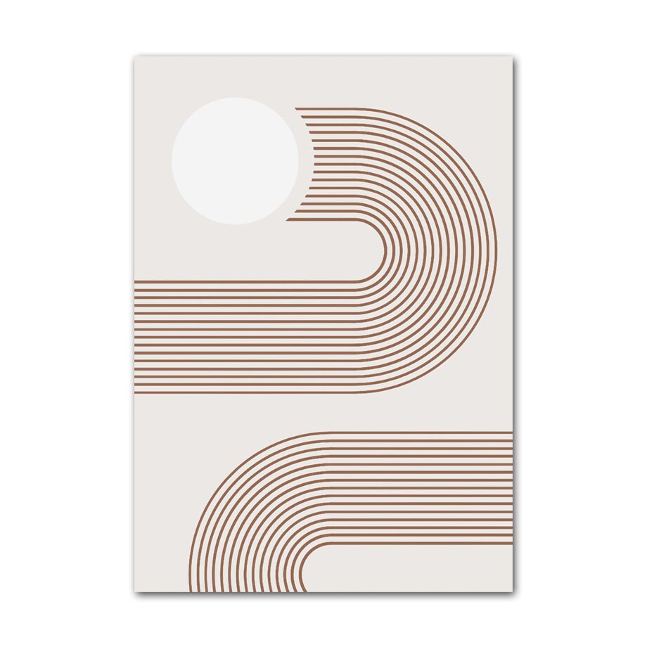 Poster Boho Abtrakt Bogen Linien Beige Braun | Bilder Wohnzimmer | Wandbilder Schlafzimmer | Deko Print ohne Rahmen | Bilder Set Kunstdruck