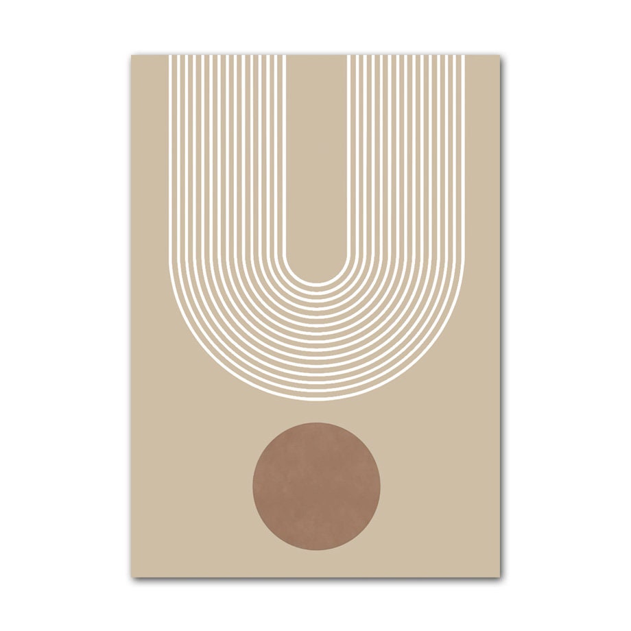 Poster Boho Abtrakt Bogen Linien Beige Braun | Bilder Wohnzimmer | Wandbilder Schlafzimmer | Deko Print ohne Rahmen | Bilder Set Kunstdruck