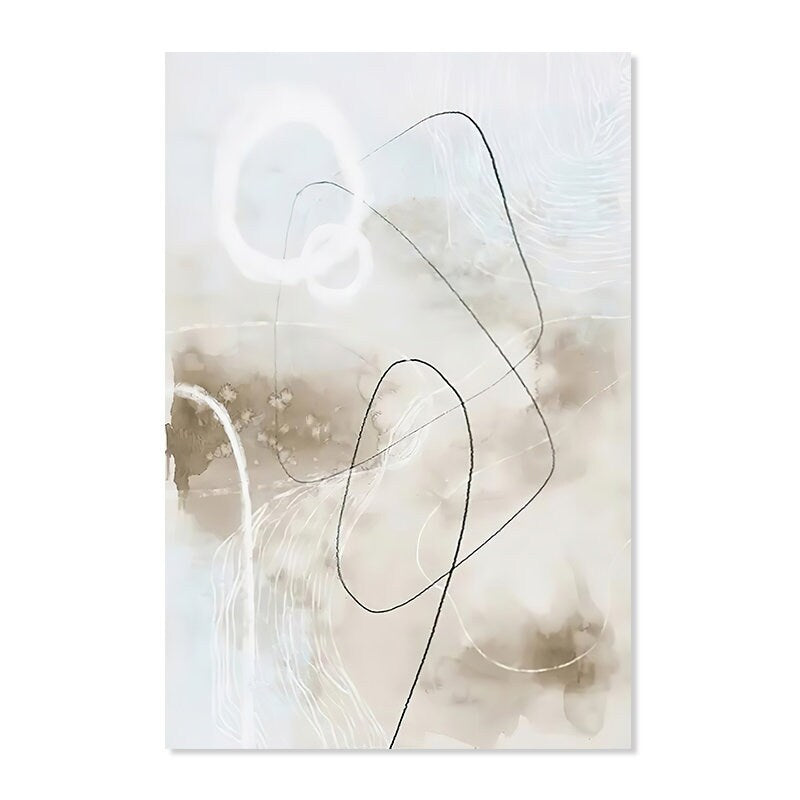 Schönes Einzelbild in sanften Farben mit abstrakten Linien und Mustern. Ein Kunstwerk von justgoodmood, das jedem Raum einen frischen, kreativen Flair verleiht.