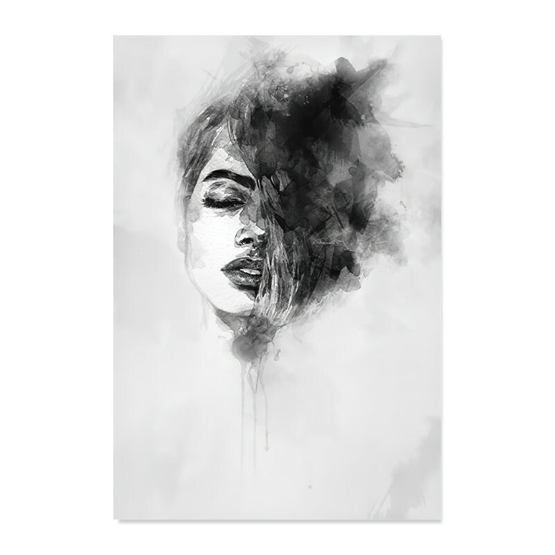 Schwarz-weiß Poster eines Portraits, erstellt von justgoodmood, fügt künstlerischen Charme zu jedem Raum hinzu, perfektes Deko-Element.