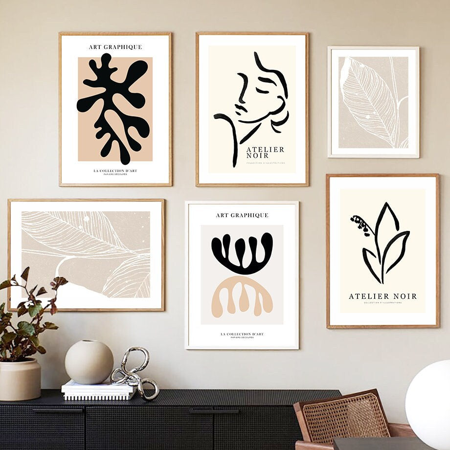 Farbenfrohes Boho Abstrakt Pflanzen Poster-Set von JustGoodMood, perfekt für kreative Wohnzimmer- und Schlafzimmer-Dekoration.