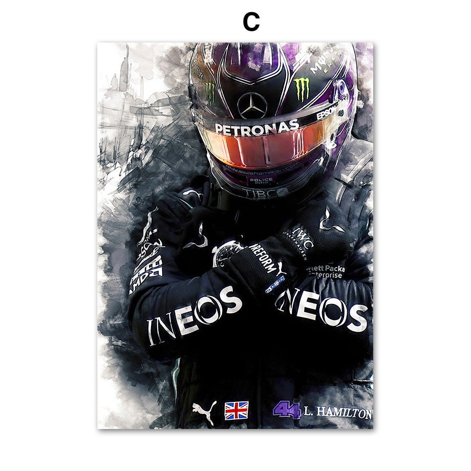 Kreatives Aquarell-Poster eines Formel 1 Fahrers in action, eine großartige Auswahl für Fans, verfügbar bei justgoodmood. Poster Formel 1 Rennwagen Rennfahrer Aquarell I Deko Print ohne Rahmen.