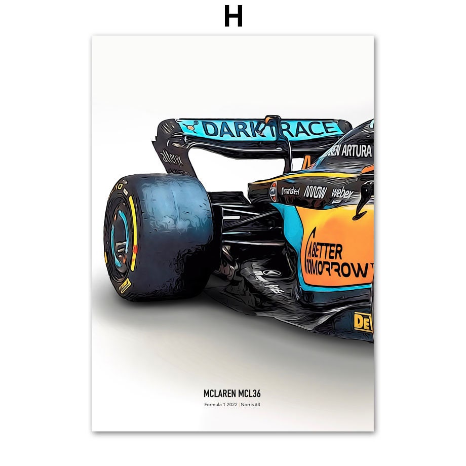 Beeindruckendes Formel 1 Poster von justgoodmood. Präsentiert das einzigartige Design des McLaren MCL36 Formel 1 Rennwagens in lebendigen Farben. Perfekt als Deko Print für jedes Zimmer!