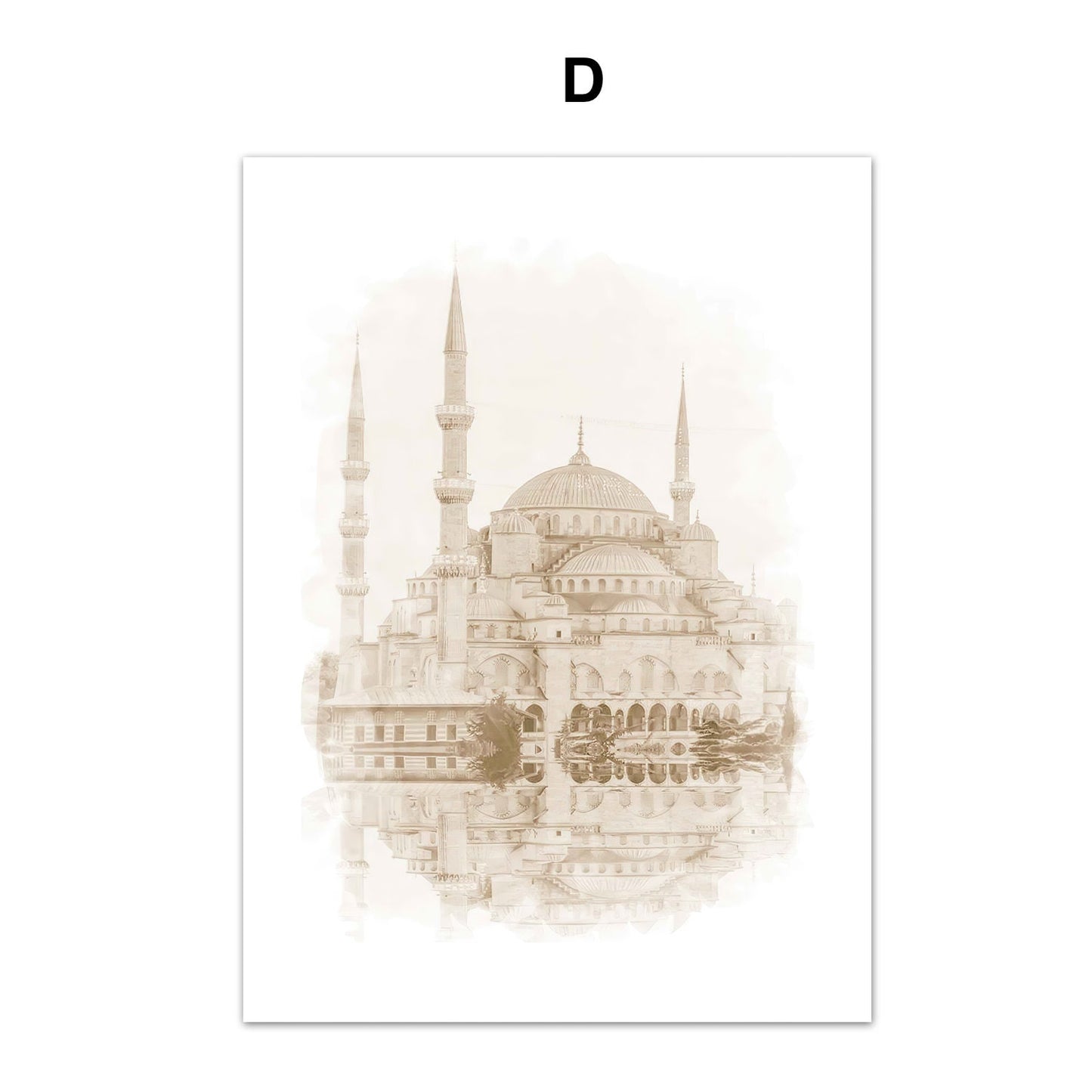Poster Islamische Architektur Abstrakt von justgoodmood, zeigt eine künstlerische Darstellung einer berühmten Moschee, bietet ein elegantes und beruhigendes Ambiente.