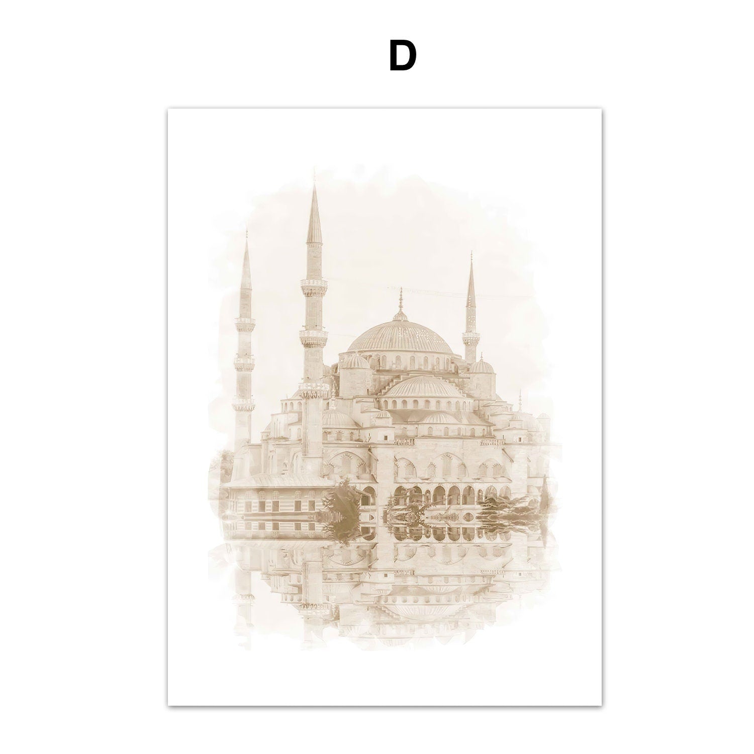Poster Islamische Architektur Abstrakt von justgoodmood, zeigt eine künstlerische Darstellung einer berühmten Moschee, bietet ein elegantes und beruhigendes Ambiente.