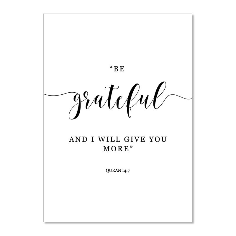 Schönes Poster mit dem Spruch 'Sei dankbar und ich werde dir mehr geben' von justgoodmood, eine tolle Ergänzung für stilvolle Inneneinrichtungen.