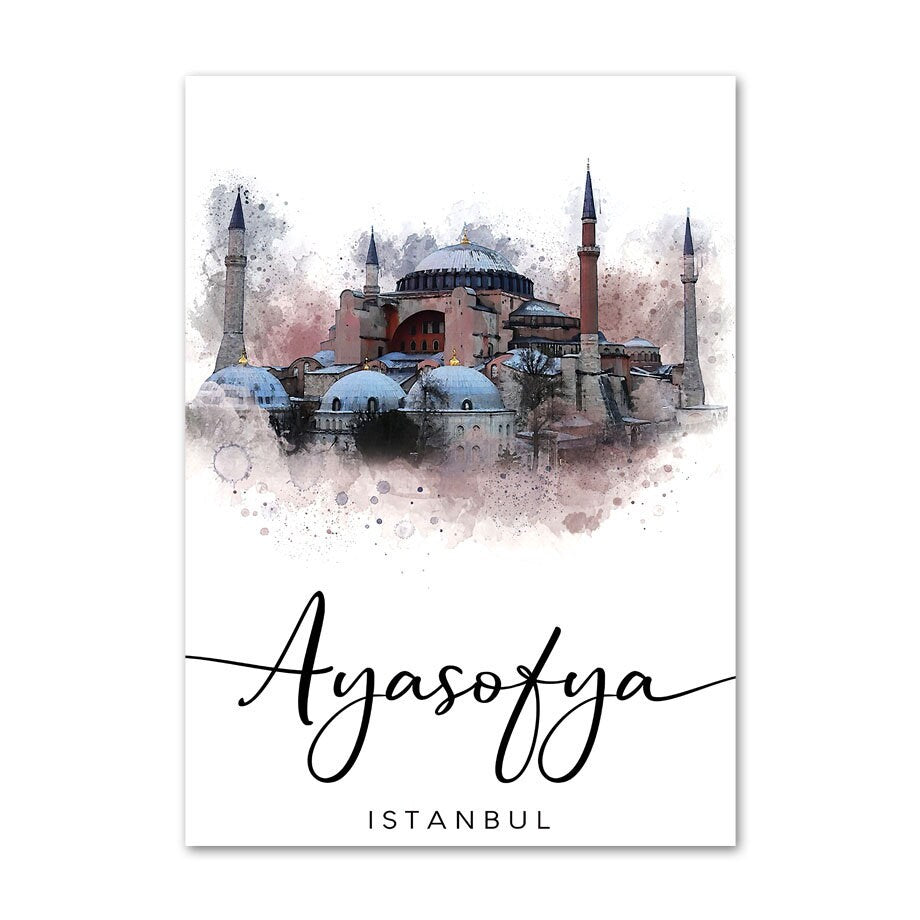 Kunstvolles Ayasofia-Poster, das die Schönheit Istanbuls zeigt. Ein einzigartiges Deko-Element für Wohnzimmer und Schlafzimmer von justgoodmood.