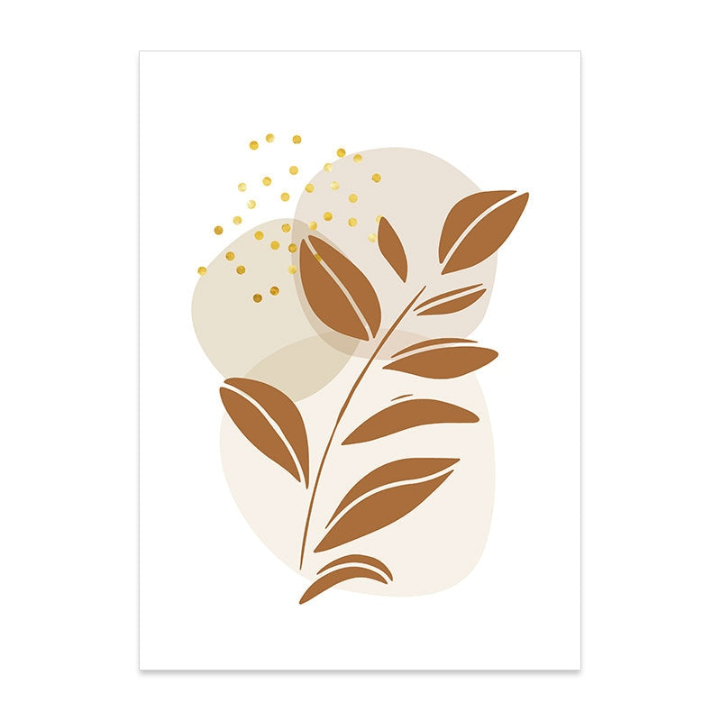 Schöne abstrakte Darstellung einer Pflanze mit blattförmigen Motiven, Teil der Boho-Stil Wandbilder von justgoodmood, geeignet als Deko Print für jedes Zuhause.