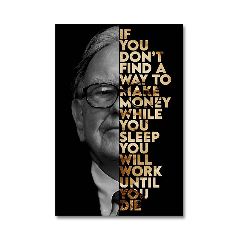 Inspirierendes Poster mit einem Zitat von Warren Buffet, ideal für Motivation und Bürodekoration. Motivationszitate Poster von JustGoodMood, perfekt zum Aufhängen in Ihrem Home Office oder als Geschenk.